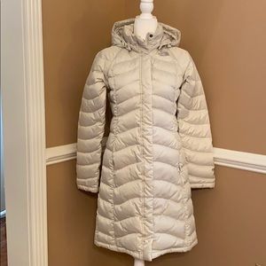SOLD North Face Long Woman’s Down Ivory Colored Coat